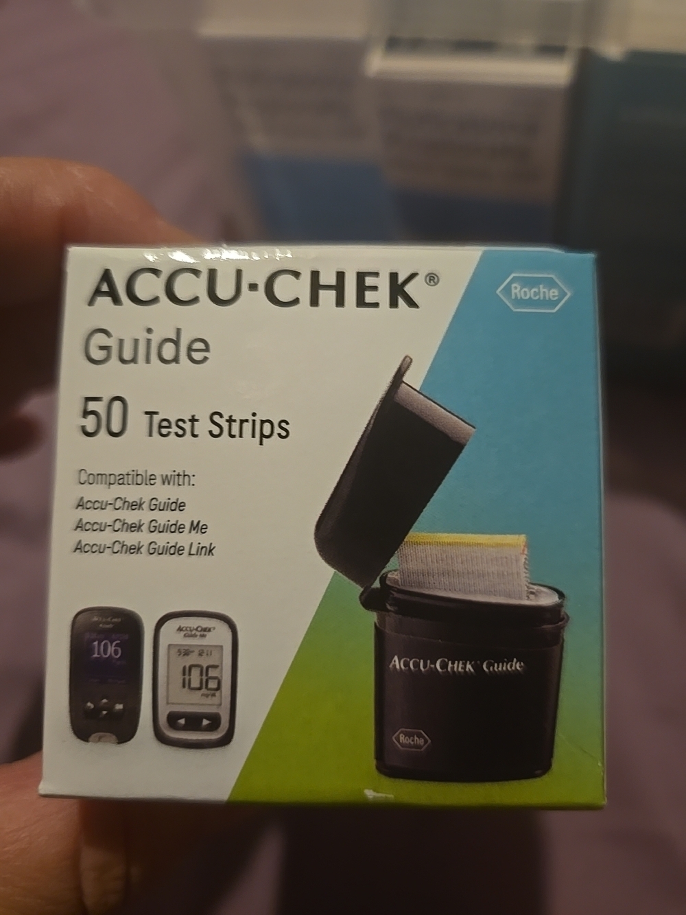 Accu-Chek Guide 50 Test Strips - White & Teal Box
